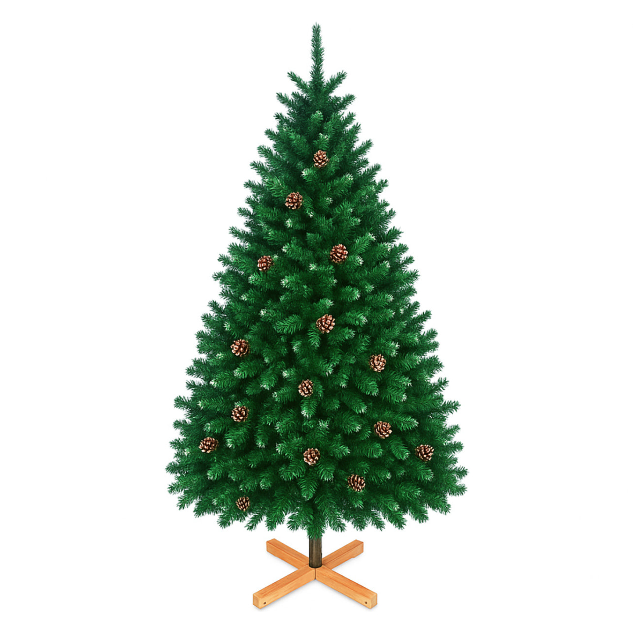 Prancer - Albero di Natale con neve e pigne Ø85 x150H cm, 450 rami e 32 pigne