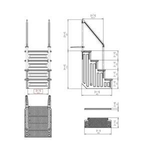 Escalier simple pour piscine en plastique