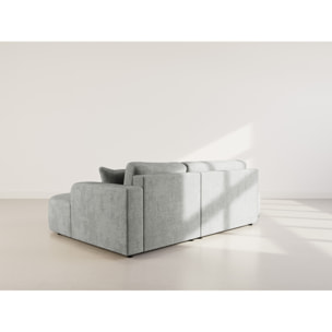 Miro - Canapé d'angle droit 4 places convertible avec coffre en velours texturé - Gris