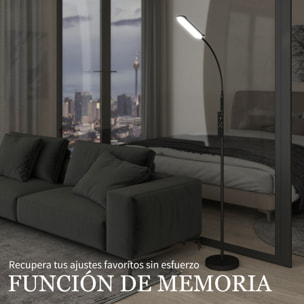 Lámpara de Pie LED Regulable Lámpara de Pie para Salón con Temperaturas de Color Ajuste Continuo Control Remoto y Táctil Temporizador de 60 Minutos Función Memoria Cuello Giratorio Negro