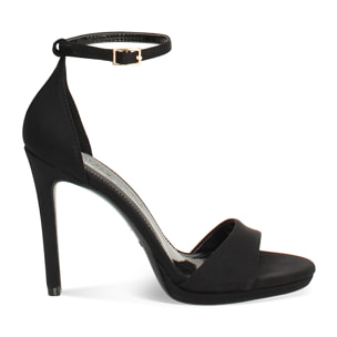 Sandalo con tacco donna nero con plateau, tacco 10 cm