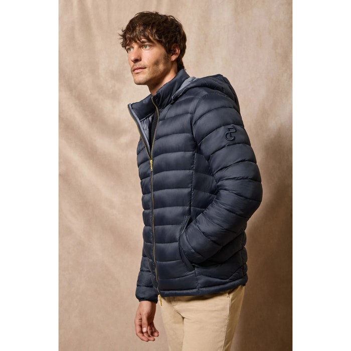 Giacca ultralight Corey blu marino con cappuccio rimovibile e ricamo PC