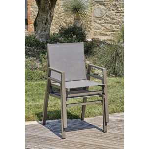 FLORIDE - Fauteuil de jardin empilable en aluminium quartz