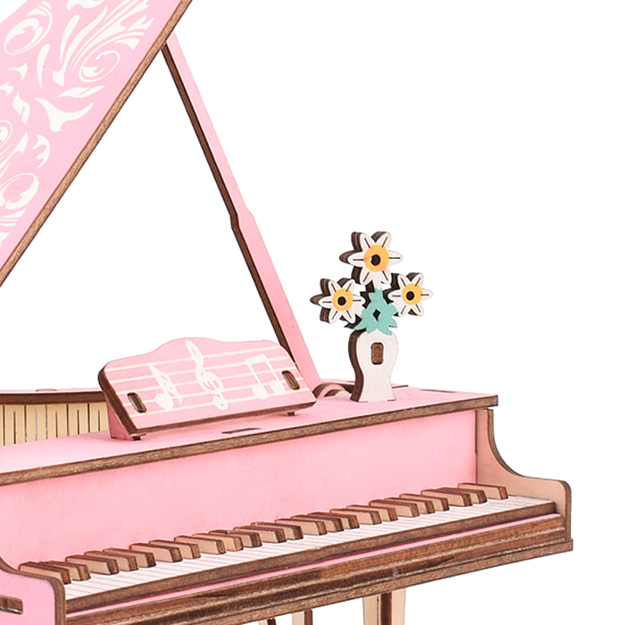 Puzzle 3D in legno. Pianoforte rosa. 78 pezzi.