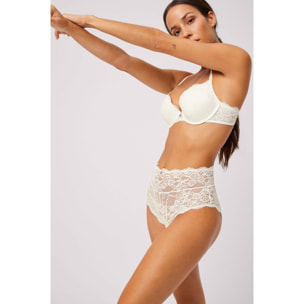 Slip a vita alta in pizzo avorio