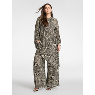 Elena Mirò - Pantalones palazzo estampados en viscosa - Negro