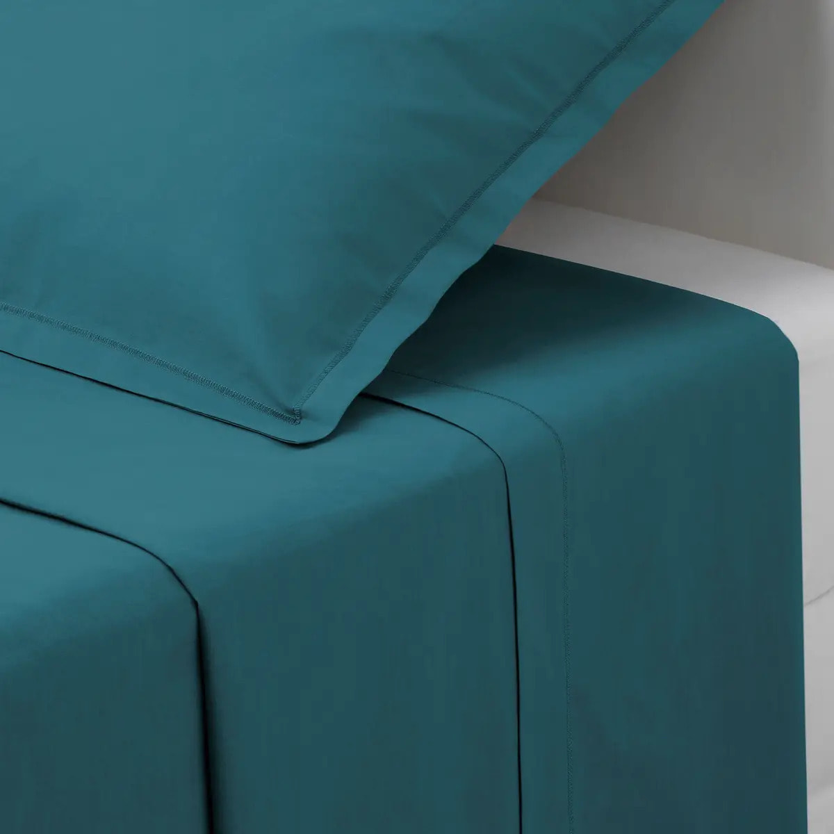Drap plat "Carina" en coton 180x290cm bleu canard