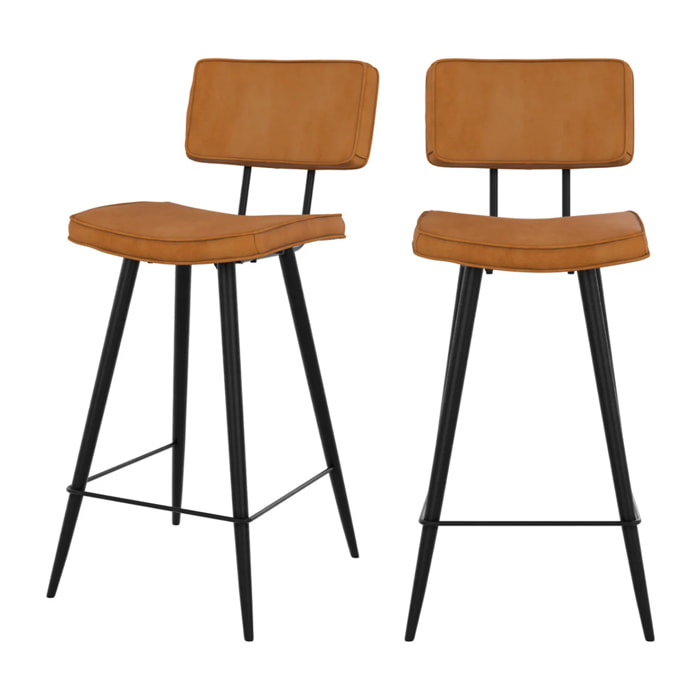 Lot de 2 chaises pour îlot central 66 cm en cuir synthétique camel - Texas
