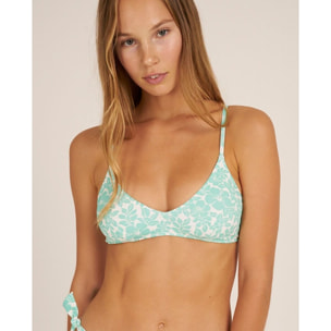 Top de bikini cerrado con estampado de flores
