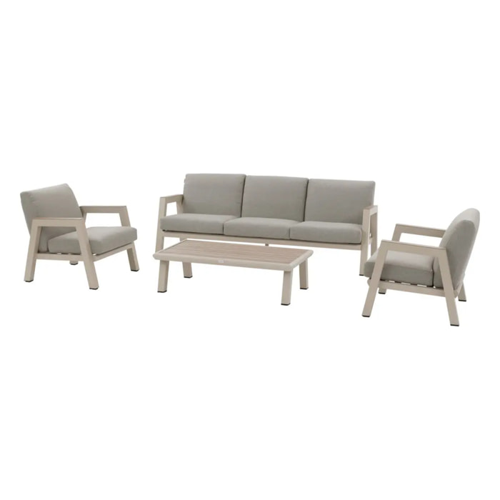 Salon de jardin "Axiome" argile 5 places en aluminium texaline et oléfine