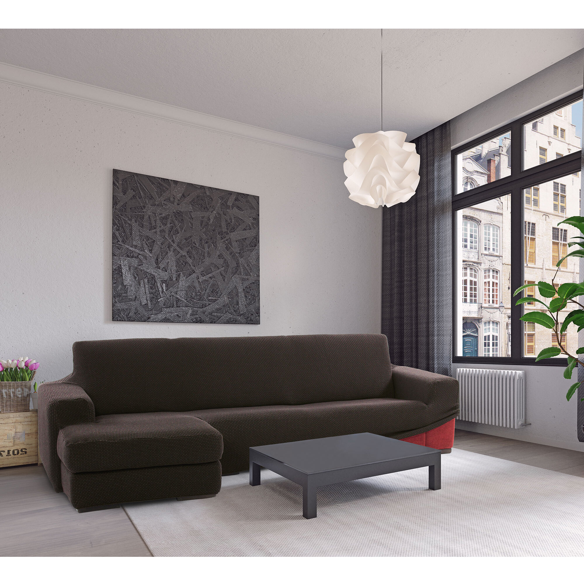 Funda para Chaise Longue izquierdo (visto de frente) brazo corto SÚPER ELÁSTICA modelo HELENA