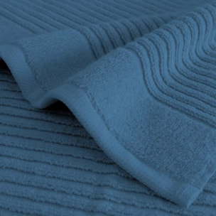 Drap de bain pur coton 560 g/m² uni bleu Vitae denim