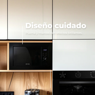 EVVO Microondas integrable Mi30 Black, 21L, grill 1000W, multifunción, descongelar, temporizador 60 min, display digital, negro.
