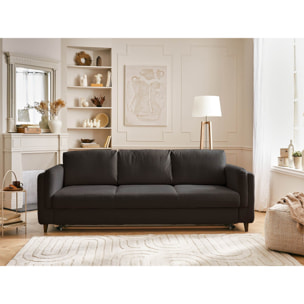 Brooke - canapé 3 places - convertible - en velours - Gris foncé