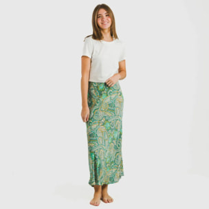 Falda midi viscosa bambula Patme Verde