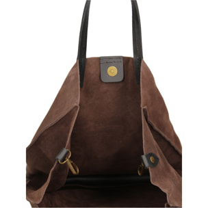 Borsa a mano da donna Made in Italy - Modello Novara Lux - Pelle Scamosciata - 34.5 x 32.0 x 17.0 cm