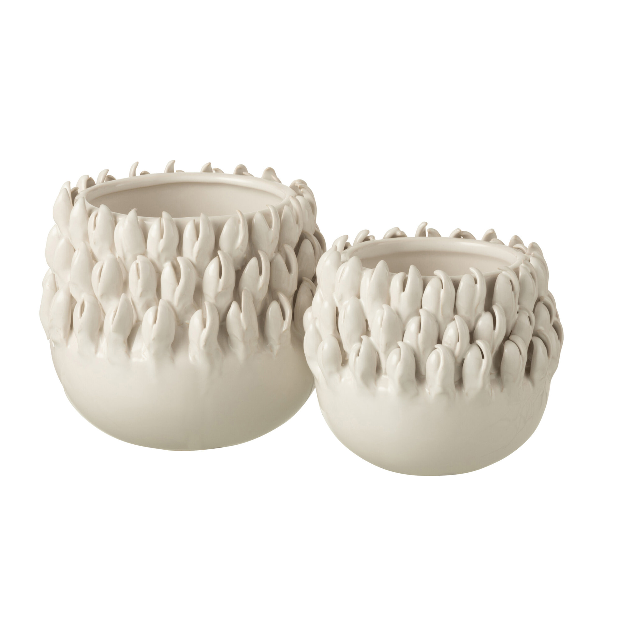 J-Line cache-pot Ibiza - céramique- blanc - large - Ø 15.5 cm