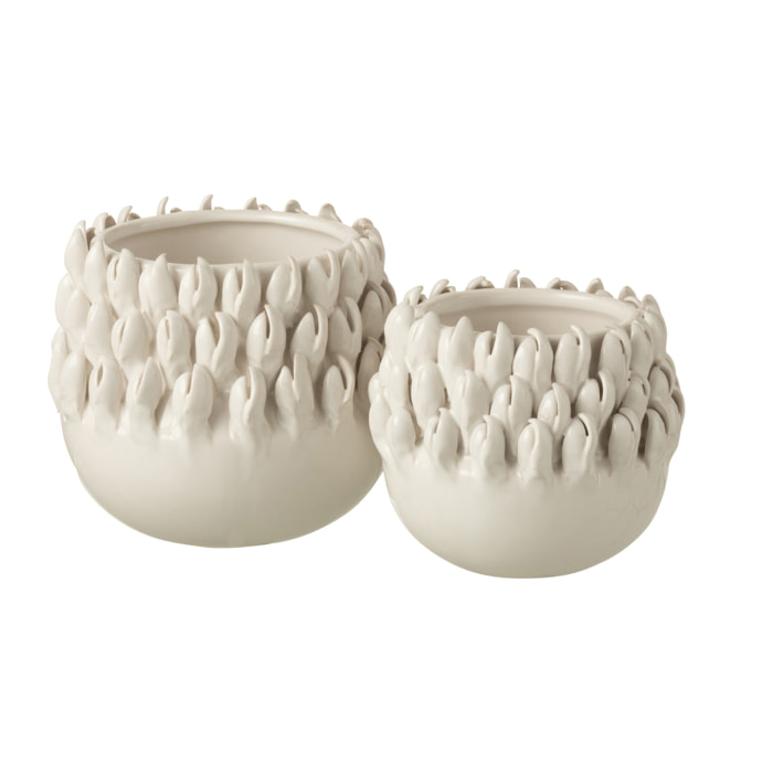 J-Line cache-pot Ibiza - céramique- blanc - large - Ø 15.5 cm