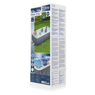 Bestway Piscine hors sol - Rectangulaire - Power Steel - Décor marbre - 412 x 201 x 122 cm