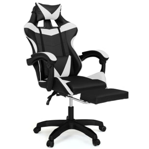 Fauteuil de bureau spécial gaming noir et blanc