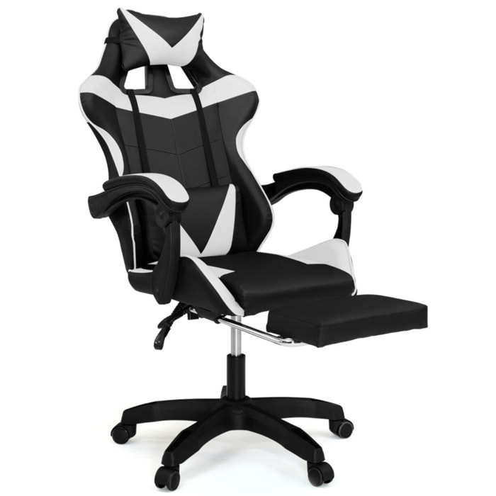 Fauteuil de bureau spécial gaming noir et blanc