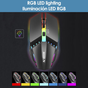 Mouse da gioco G314 con luci LED RGB. 800, 1200 e 1600 dpi.