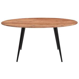 Table à manger ovale en bois massif et métal noir L160 cm OBALI