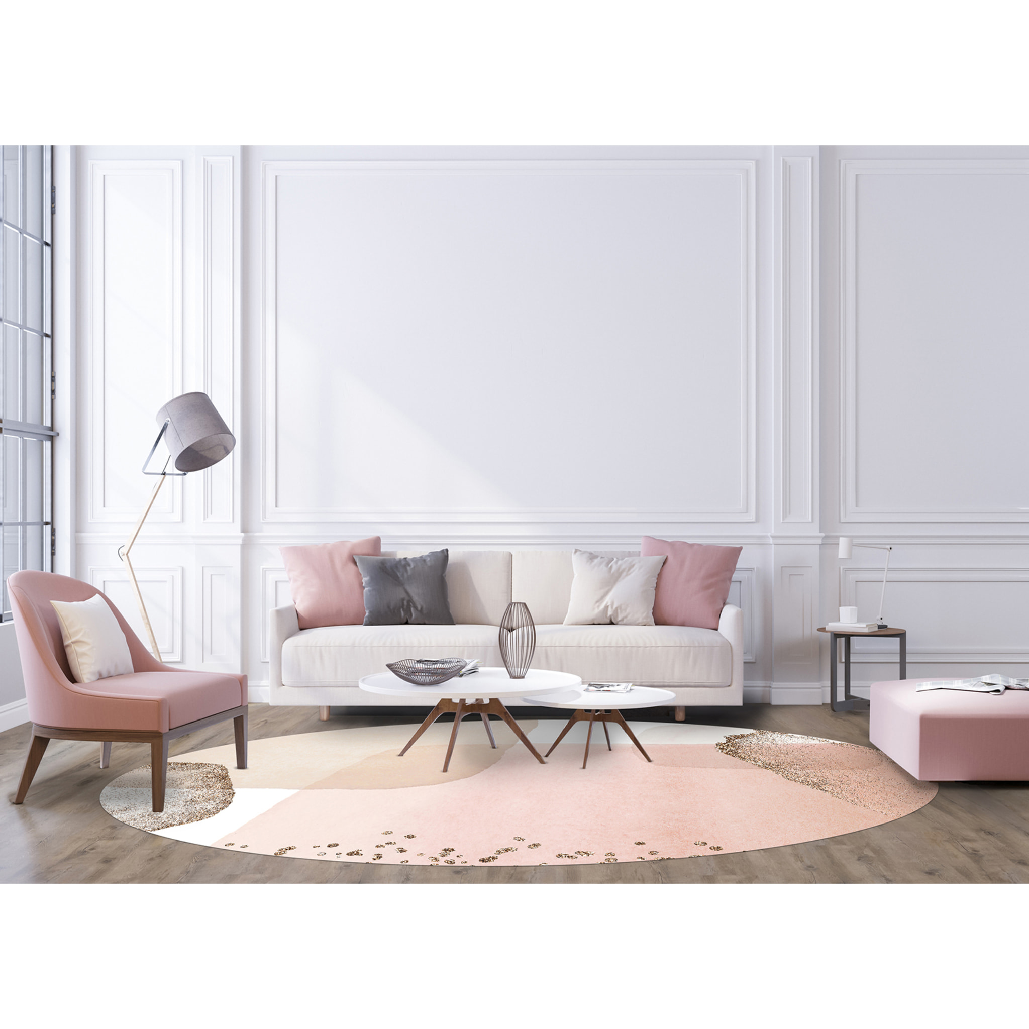 Alfombra de vinilo CERAMIKO, Larissa, diseño moderno [Diam] 180 cm