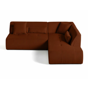 Onyx - canapé modulable d'angle droit - 5 places - en velours côtelé - Terracotta