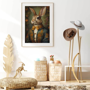 Affiche enfant mister lapin  Affiche + cadre en bois - Chêne