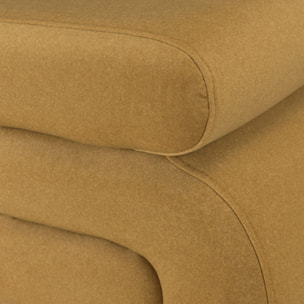 LEOPOLD - Pouf en tissu effet velours jaune moutarde