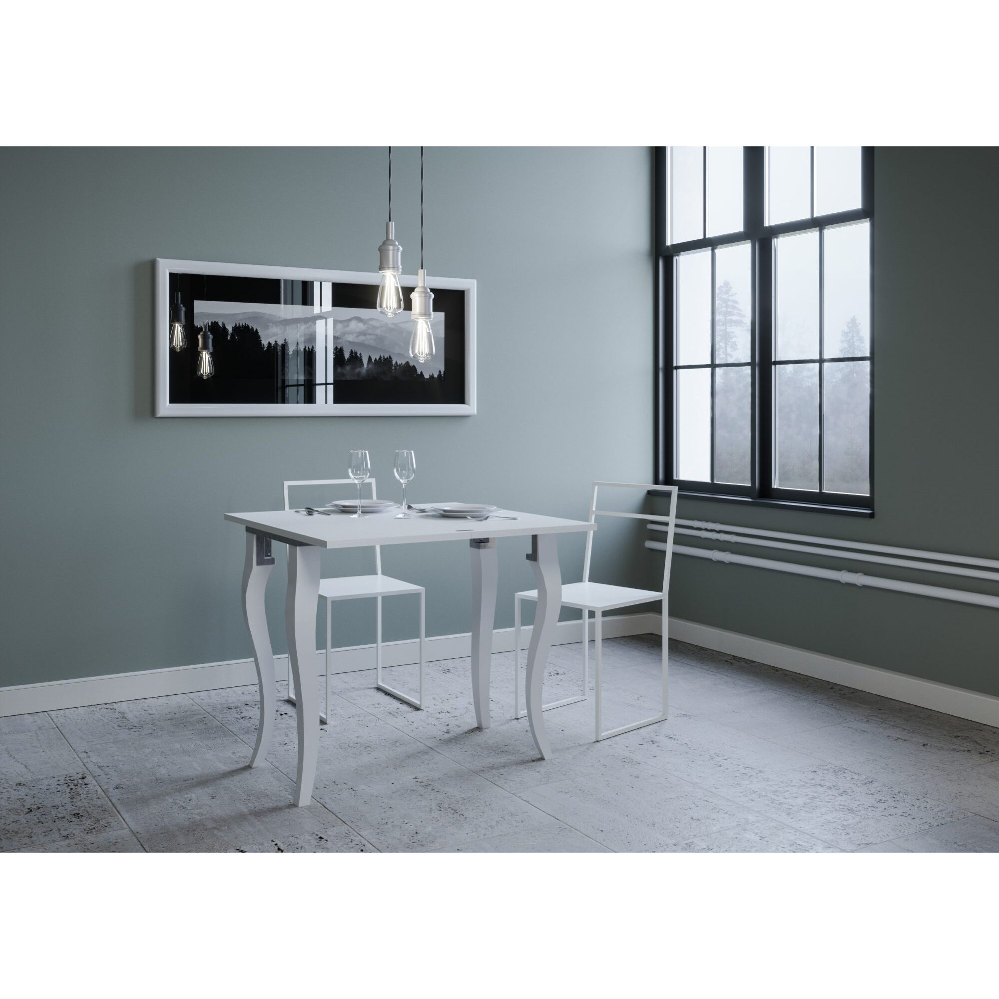 Console extensible portefeuille 90x45/90 cm Olanda Libra Frêne Blanc cadre Gris