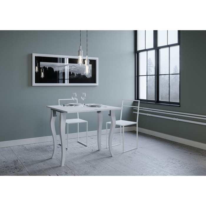 Console extensible portefeuille 90x45/90 cm Olanda Libra Frêne Blanc cadre Gris