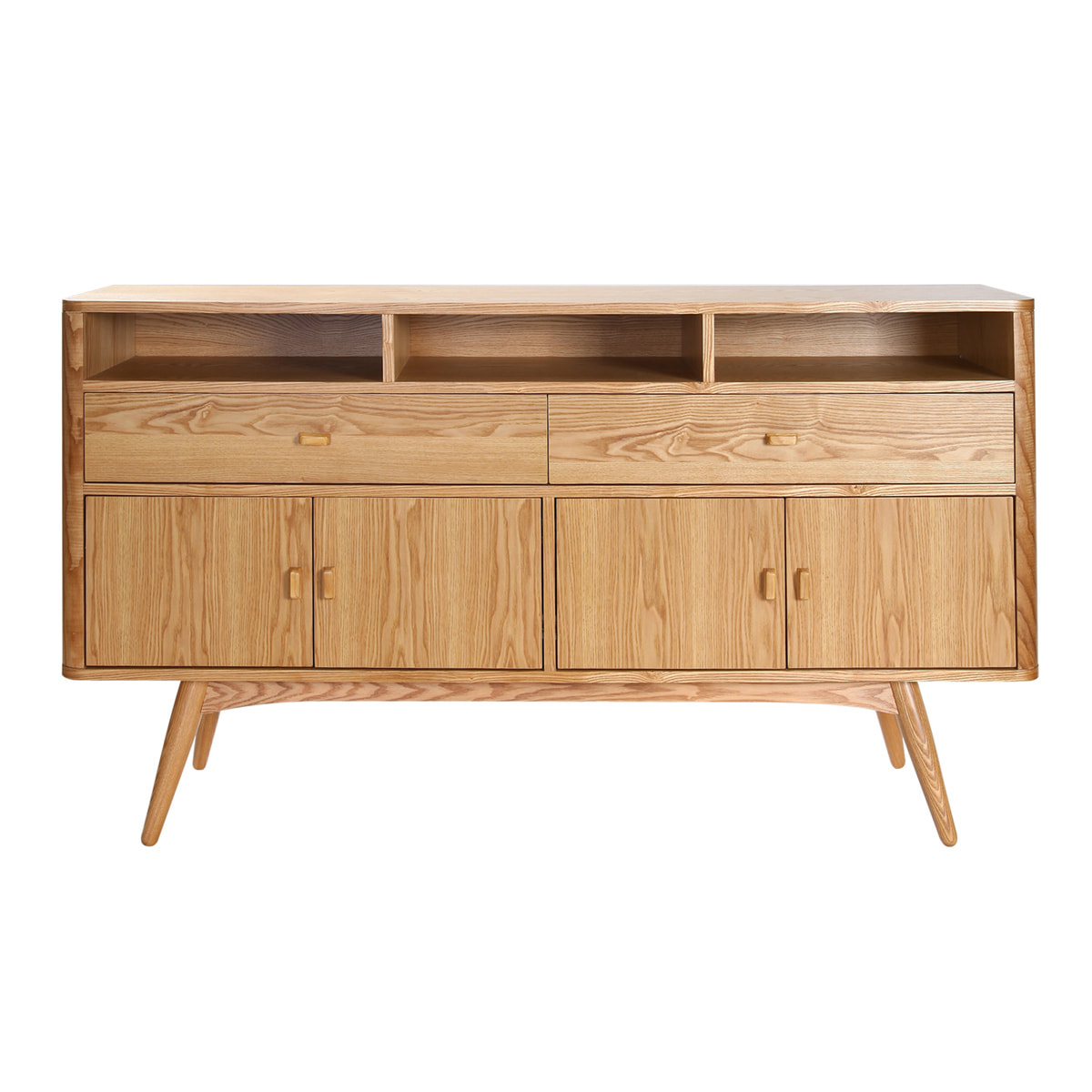 Buffet vintage en bois clair 4 portes 2 tiroirs L160 cm NORDECO