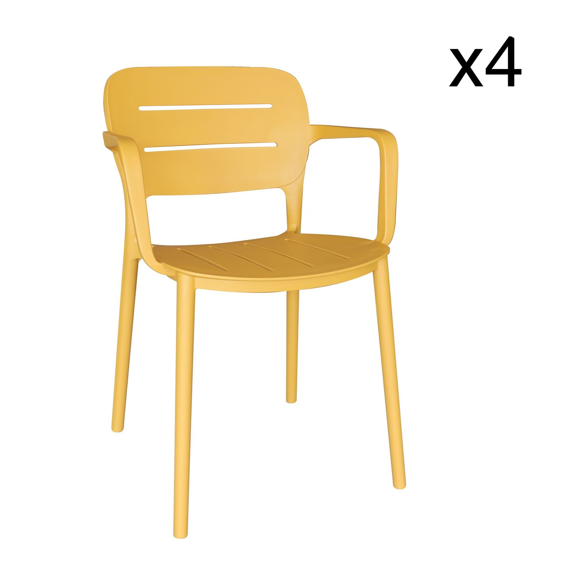 LOT 4 FAUTEUIL DE TABLE EN POLYPROPYLÈNE JAUNE 52.5X53XH79CM SUNSET