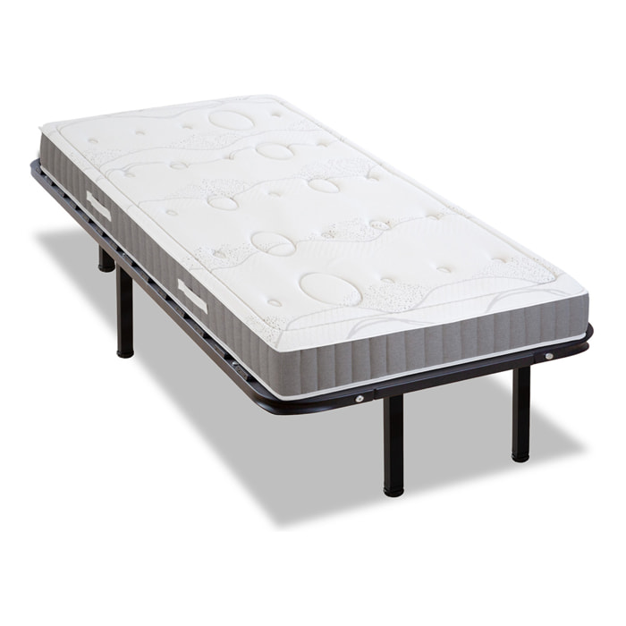 Ensemble Matelas Intuition & Sommier Somkit, 15 cm, Mémoire de Forme, Cadre à Lattes, Métal Robuste, Soutien Ferme