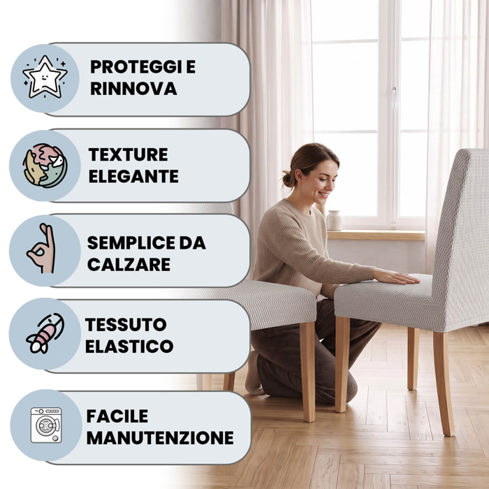 COPPIA VESTISEDIA CON SCHIENALE FASHIONABLE, Microfibra/Cotone/Elastan - PANNA