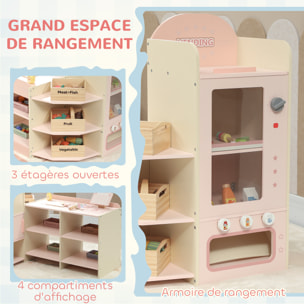 Jeu de la marchande en bois - jeu imitation supermarché enfant - beige rose