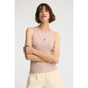 Canotta rosa pallido slim fit con ricamo Rigby Go