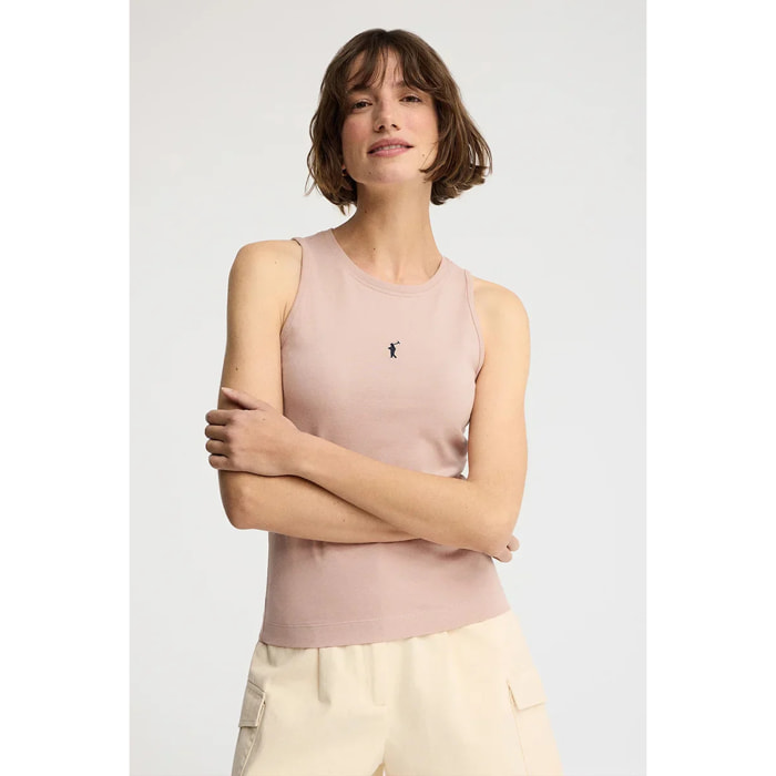 Canotta rosa pallido slim fit con ricamo Rigby Go