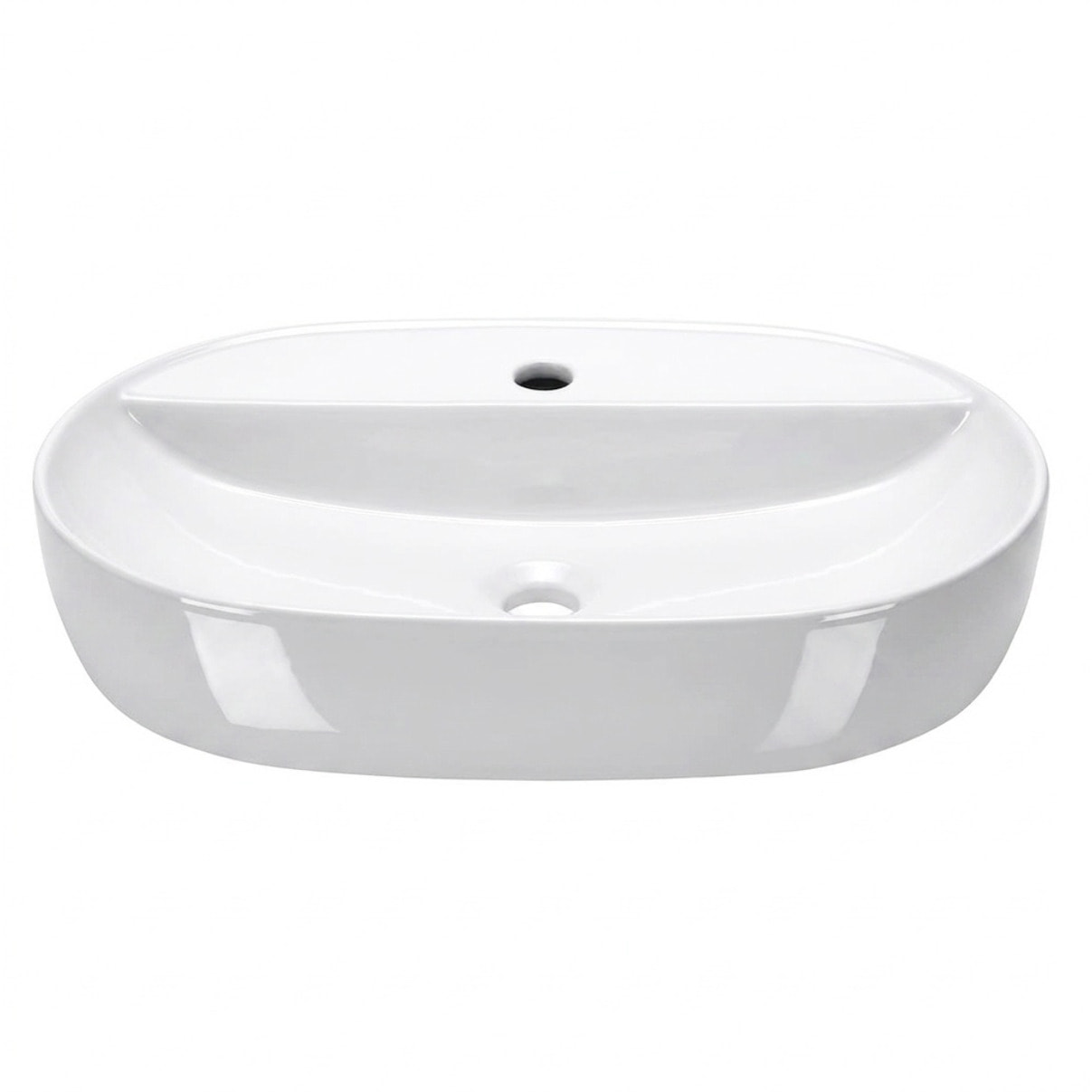 Vasque à poser ovale 60 x 40 cm - blanc brillant - avec trou de robinetterie - sans trop-plein - SAT Infinitio