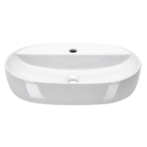 Vasque à poser ovale 60 x 40 cm - blanc brillant - avec trou de robinetterie - sans trop-plein - SAT Infinitio