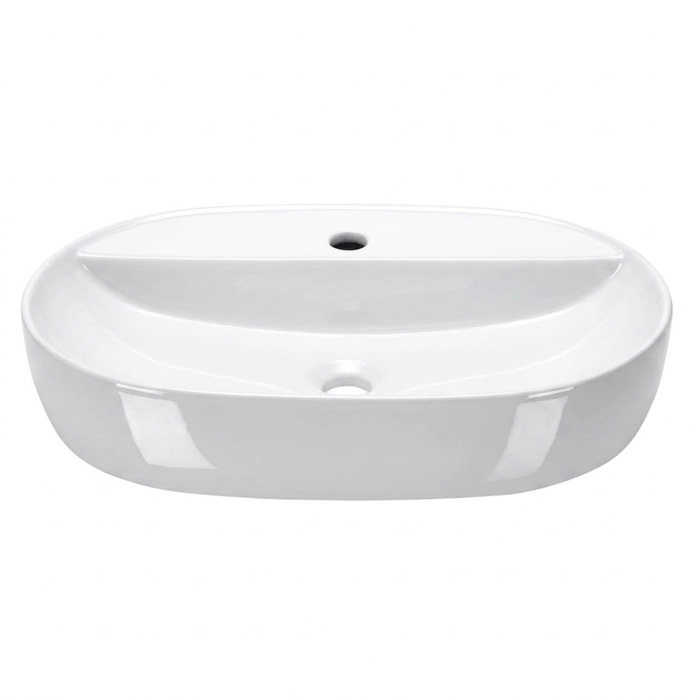 Vasque à poser ovale 60 x 40 cm - blanc brillant - avec trou de robinetterie - sans trop-plein - SAT Infinitio