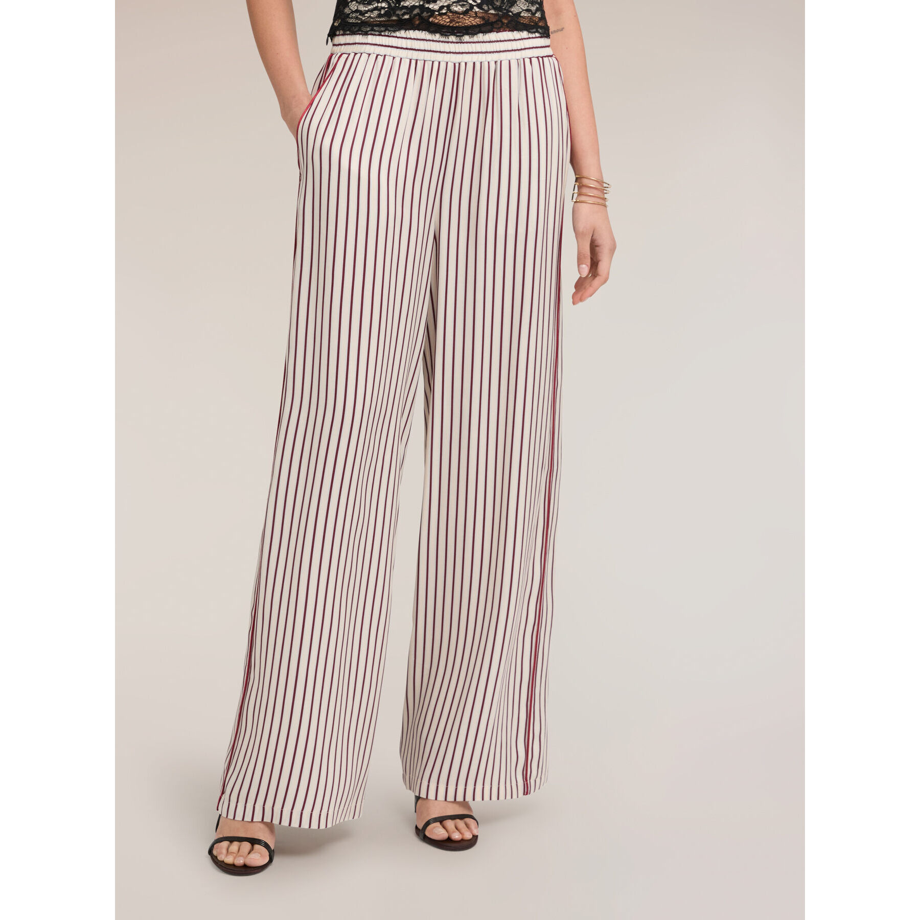 Motivi - Pantalones palazzo en twill de viscosa - Beige
