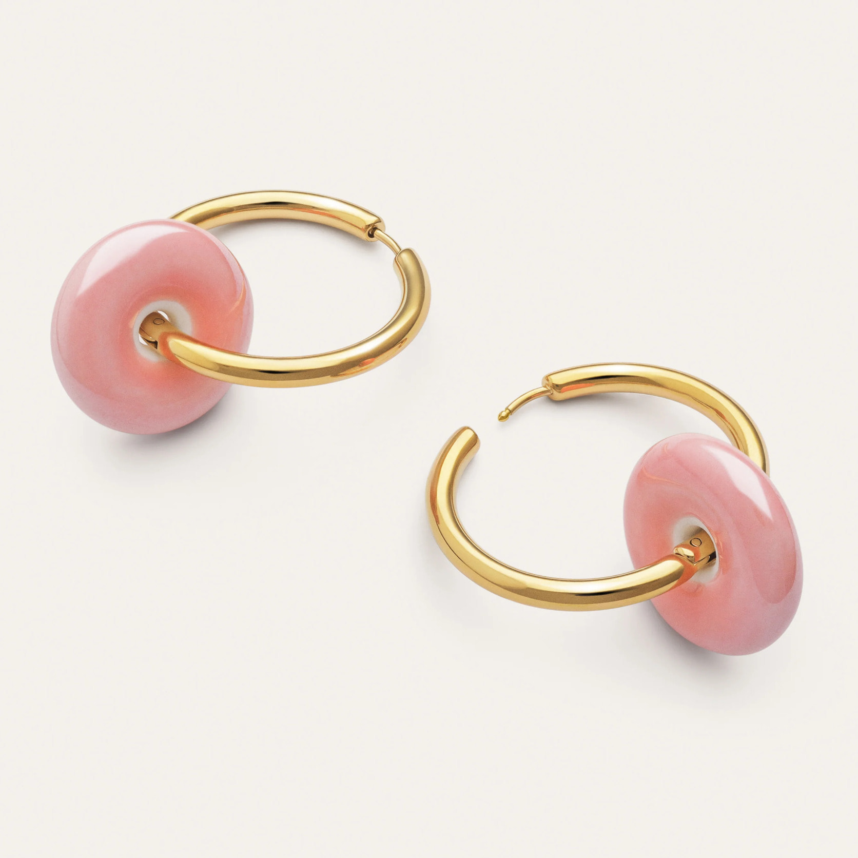 Pendientes Aro Carmen L Rosé Acero Baño Oro