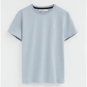 Camiseta azul claro de manga corta y cuello redondo con bordado Rigby Go
