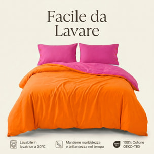 Parure copripiumino singolo in cotone bicolore morbido e traspirante, set sacco copripiumino con federa, design semplice ed elegante, tessuto resistente e certificato OEKO-TEX, facile da lavare, comfort naturale per uso quotidiano