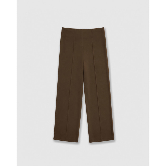 Pantalón largo pinzas fluido marrón