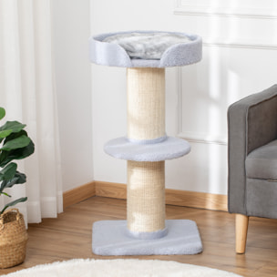 Arbre à chat avec griffoir centre d'activités 2 plateformes coussin bleu