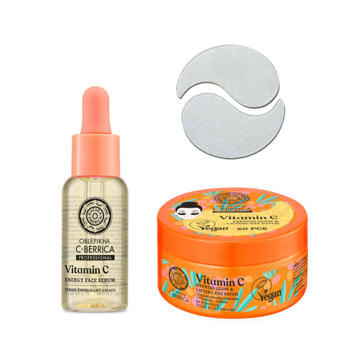 OBLEPIKHA C-Berrica à la Vitamine C - Coffret Sérum Énergisant 30 ml + 60 Patchs Regard